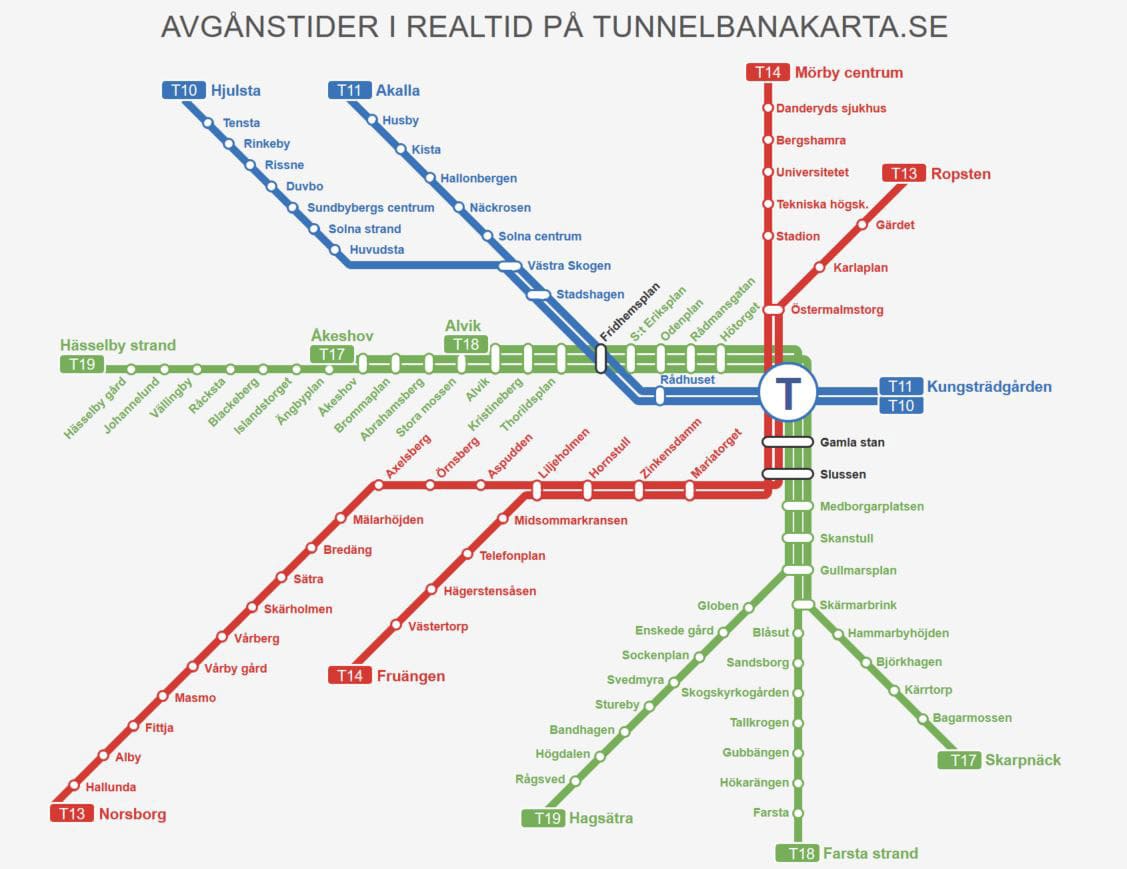 Tunnelbana Karta - Tunnelbanan Stockholm