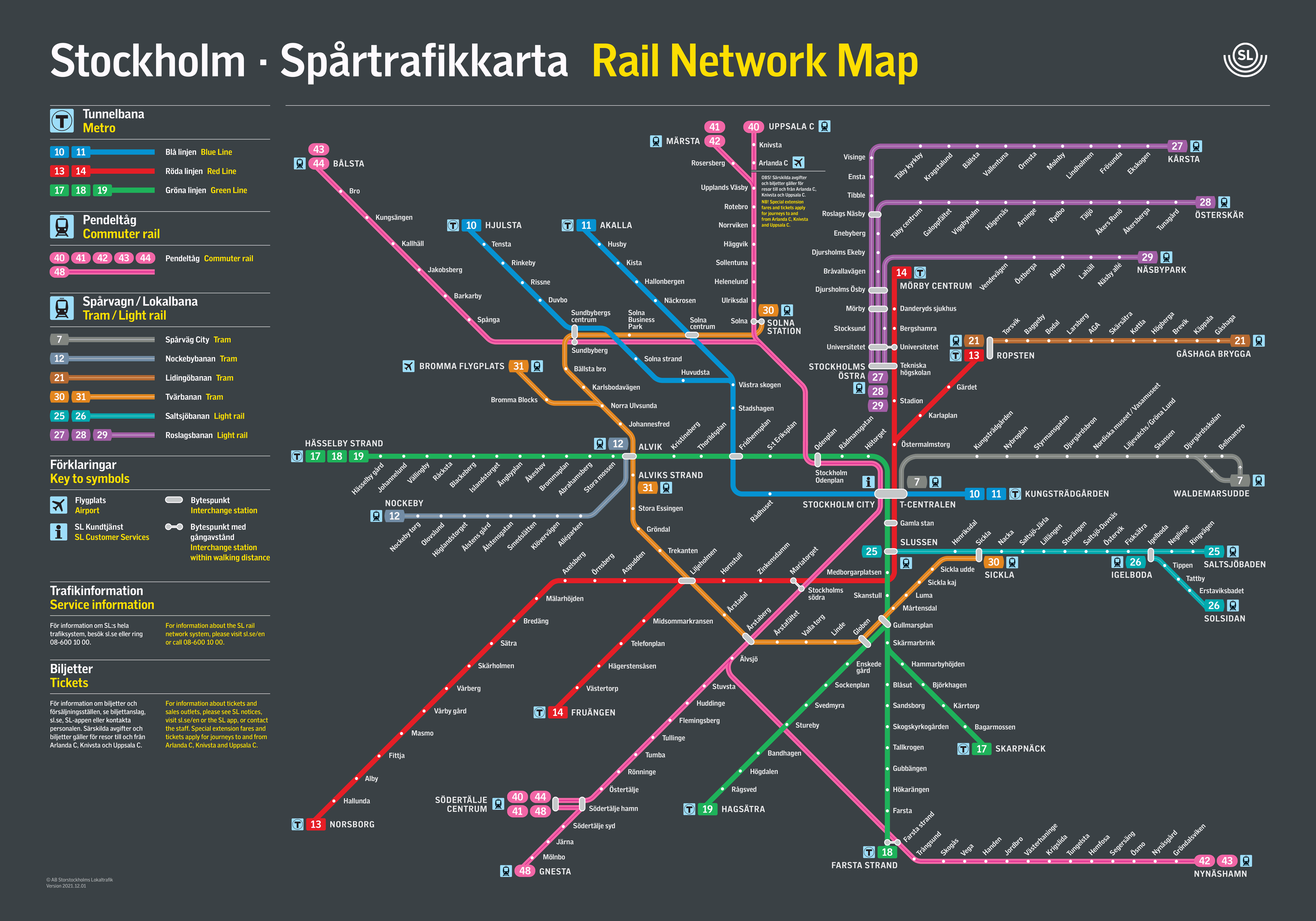 Tunnelbanekarta med all spårtrafik